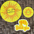 Sticker Trio with SolarGlowMeditations Logo in 2" + 4" and Yes, Thank You